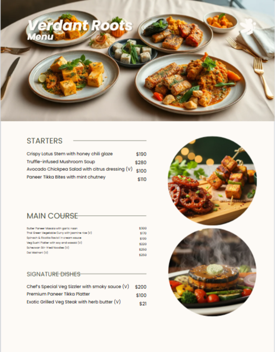 Venngage AI Menu Generator