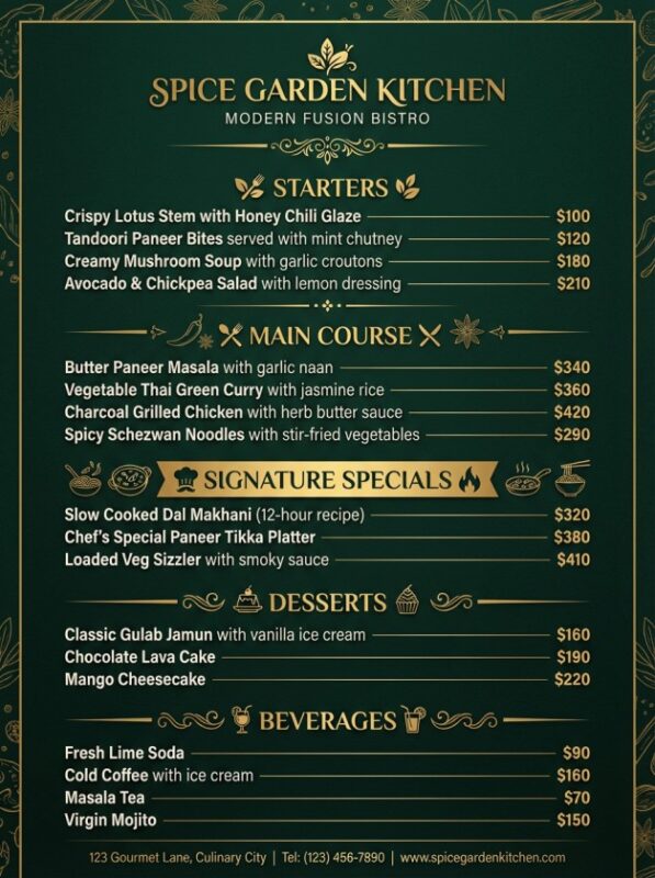 Medio - AI menu generator result