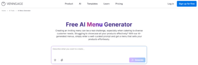 Venngage - AI Menu Generator